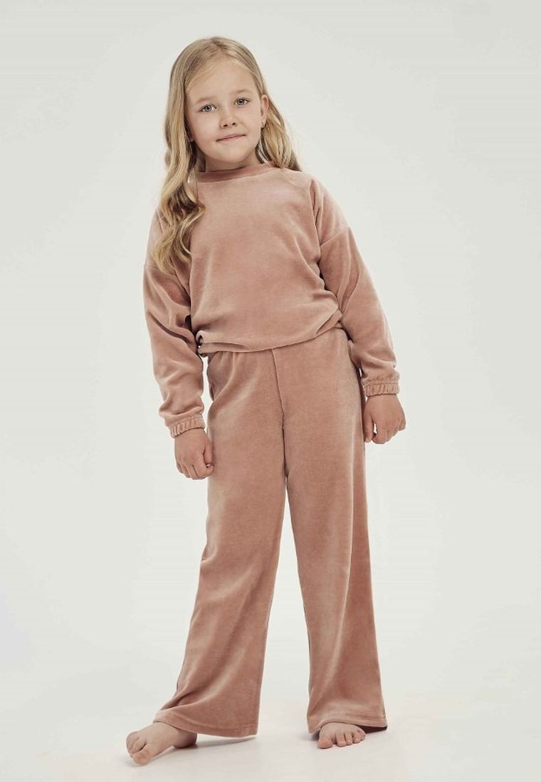 Dres dziewczęcy, welurowy, beżowy, Taro