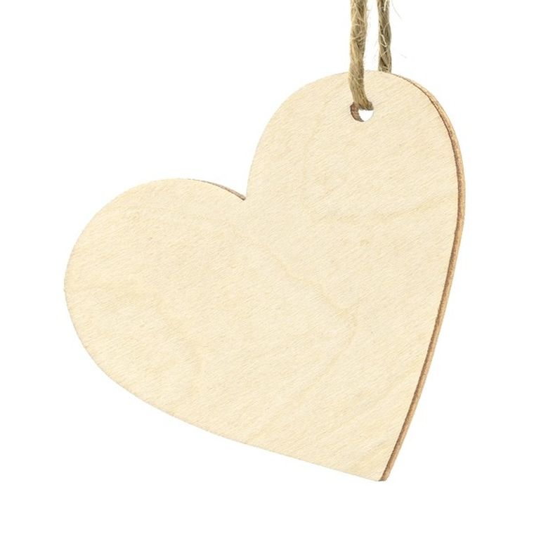 Drewniane wizytówki na stół, Serca, 6-5 cm, 10 szt.