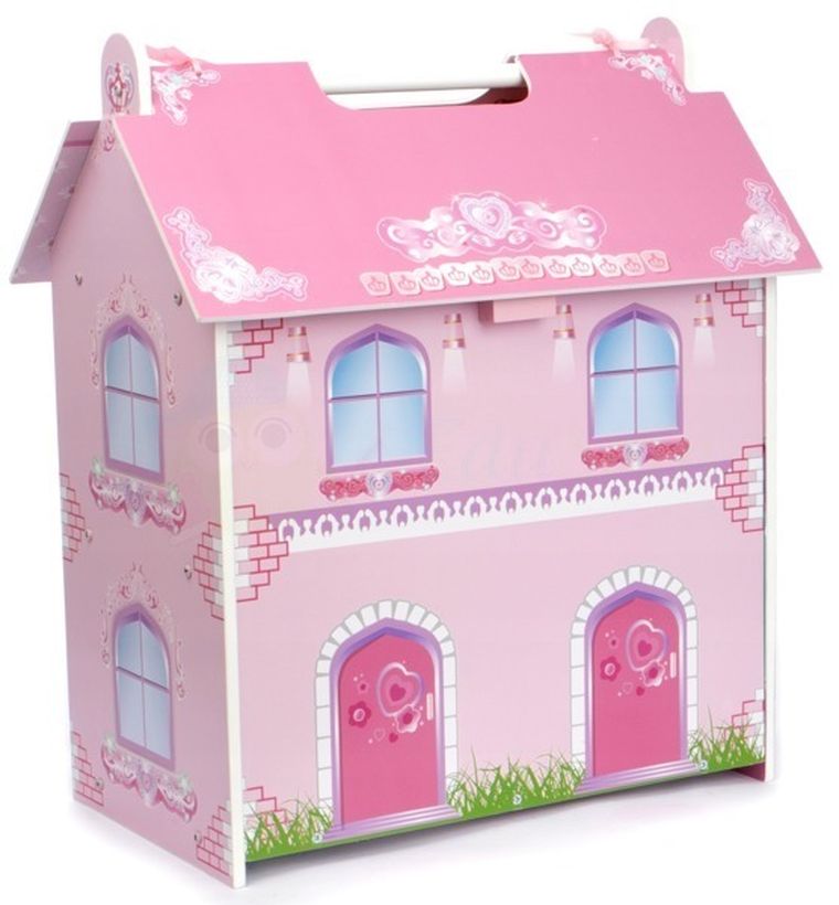 Drewniany domek, walizka