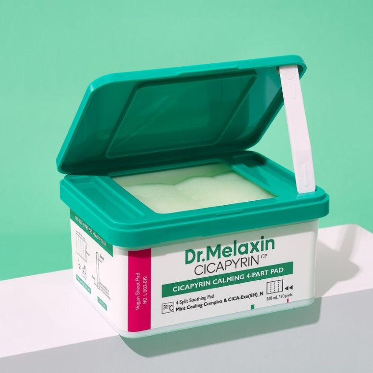 Dr.Melaxin, Cicapyrin Calming 4-Part Pad, kojące płatki do twarzy z kompleksem chłodzącym, 80 szt.