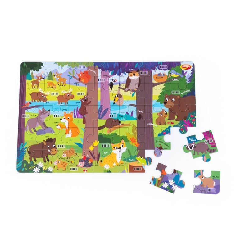 Dumel Discovery, Robot Robby, farma i las, puzzle interaktywne, 59 elementów