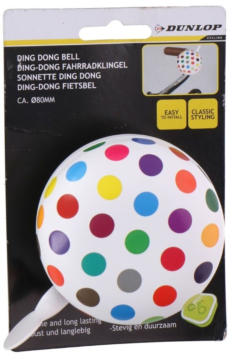 Dunlop, dzwonek rowerowy, kropki, 80 mm