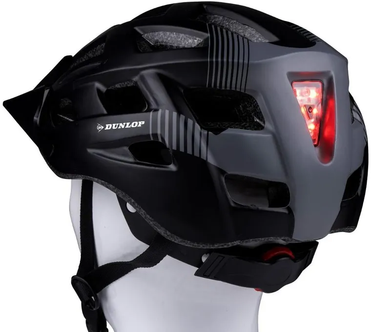 Dunlop, kask rowerowy mtb, czarny, 6xLED