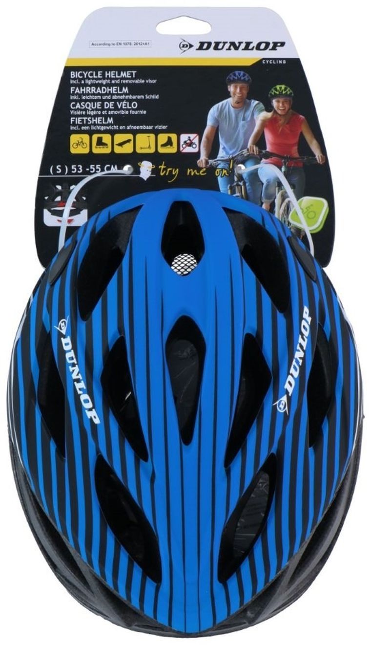 Dunlop, kask rowerowy, regulowany, niebieski, S