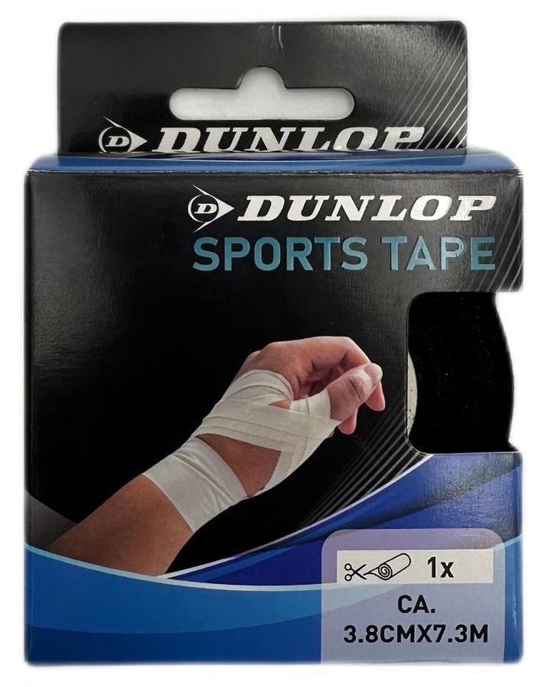 Dunlop, taśma tejp tape sportowa kinesiologiczna, czarny, 7,3mx3,8 cm