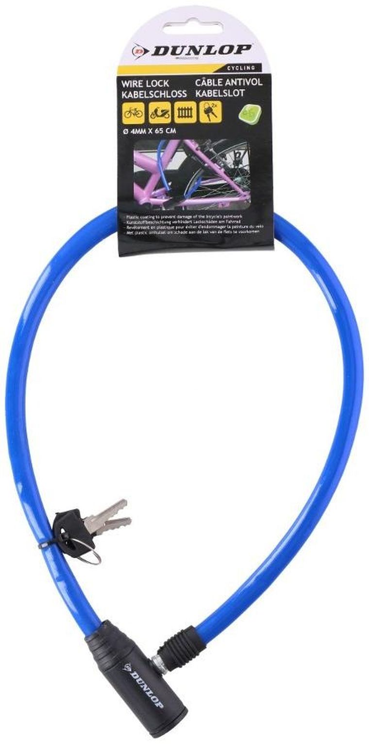 Dunlop, zapięcie rowerowe, linka zamek, 04-65 cm, niebieski