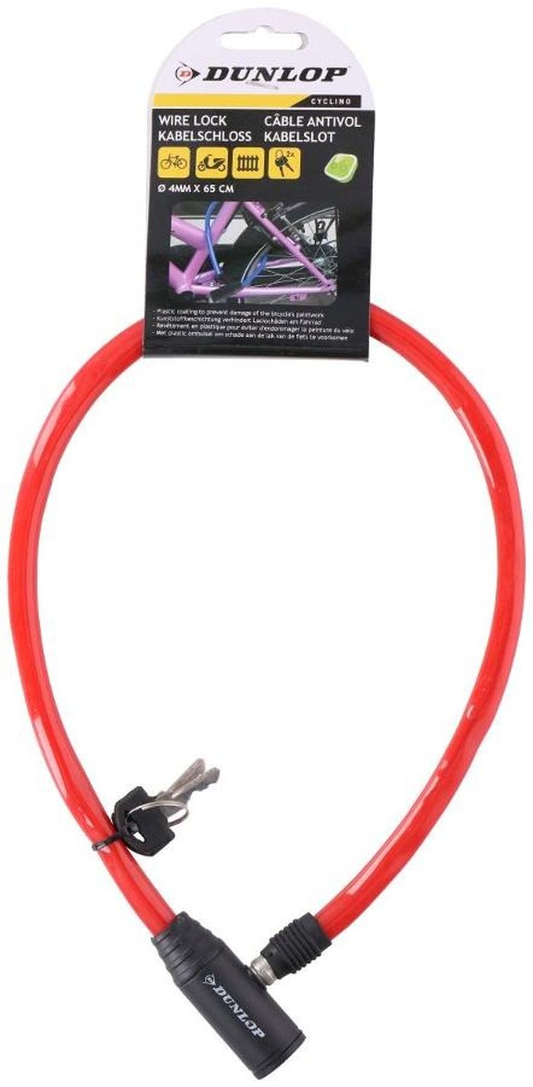 Dunlop, zapięcie rowerowe, linka, zamek, czerwone, 0,4-65 cm