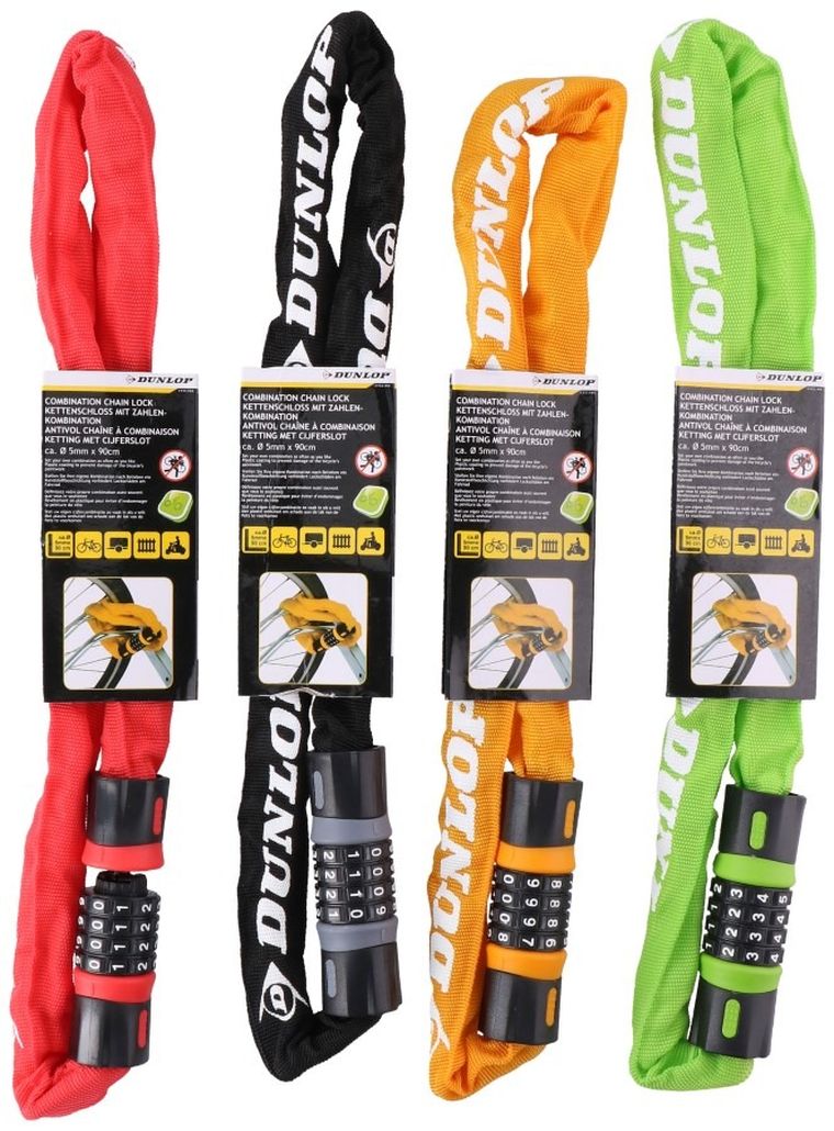 Dunlop, zapięcie rowerowe na szyfr, 90 cm