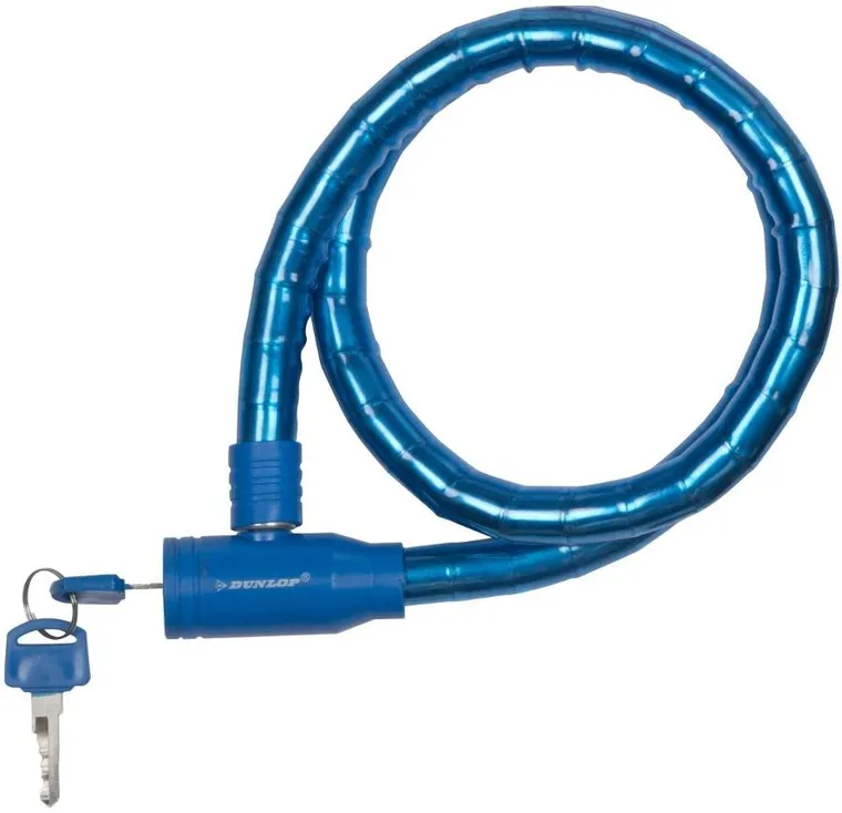 Dunlop, zapięcie rowerowe spiralne, na klucz, 18mmx80 cm, niebieski