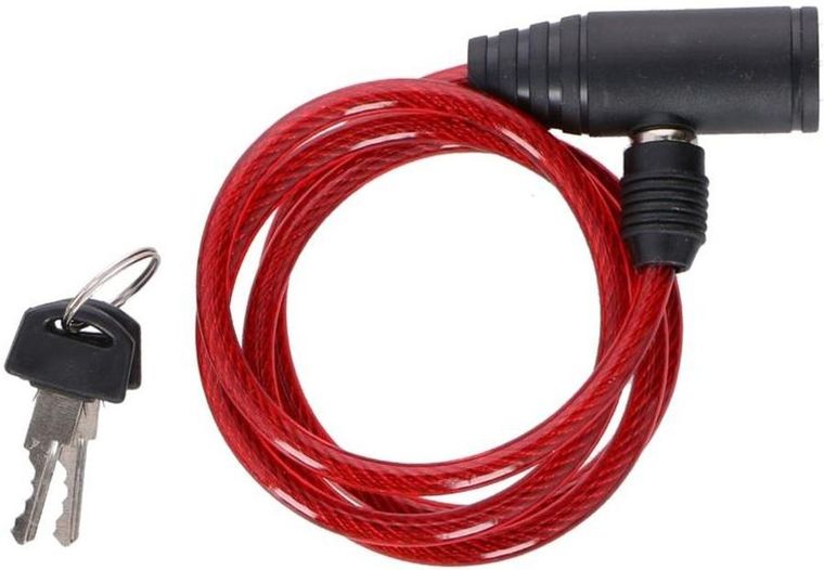 Dunlop, zapięcie rowerowe spiralne na klucz, czerwone, 90 cm