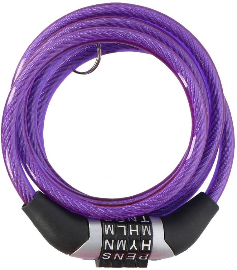 Dunlop, zapięcie rowerowe, spiralne, szyfr, fioletowe, 06-120 cm