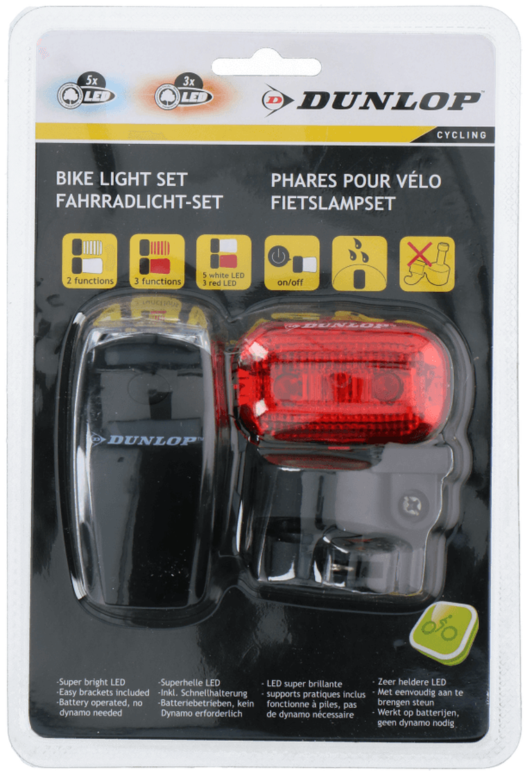 Dunlop, zestaw lampek rowerowych, LED