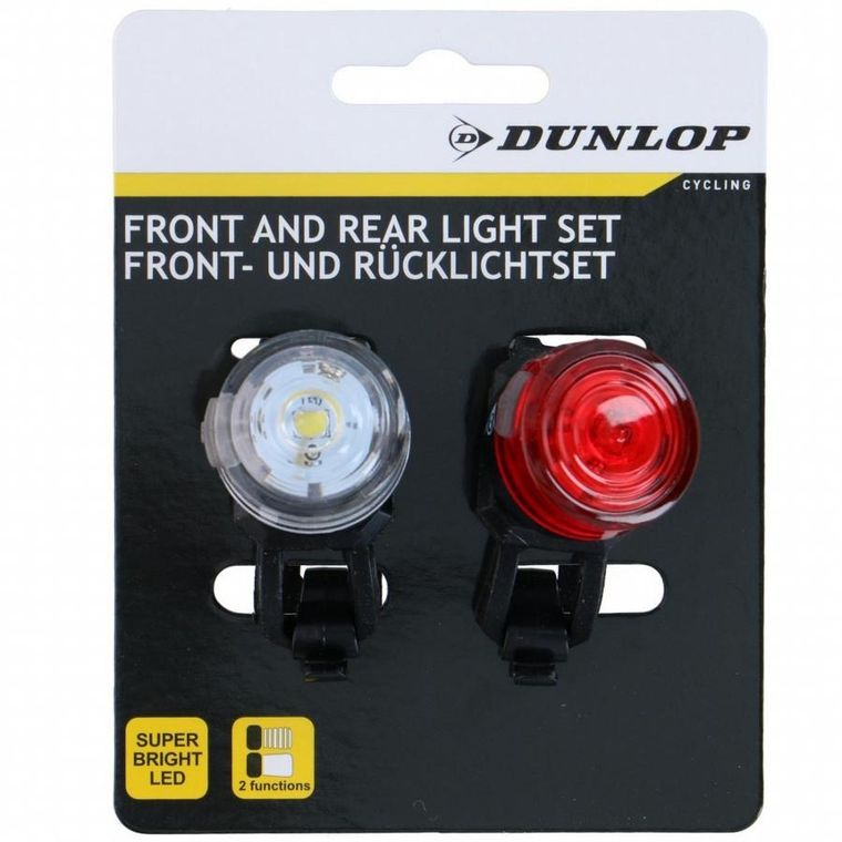 Dunlop, zestaw silikonowych lamp rowerowych, LED, okrągłe, czarne