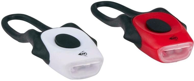 Dunlop, zestaw silikonowych lamp rowerowych LED, przód i tył
