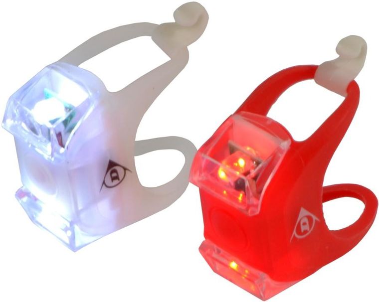 Dunlop, zestaw silikonowych lamp rowerowych led przód tył, deluxe