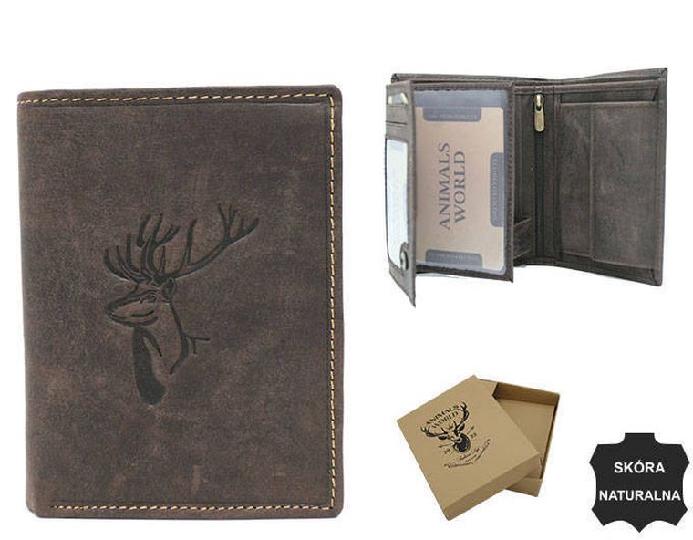 Duży, pionowy portfel męski ze skóry naturalnej, Always Wild