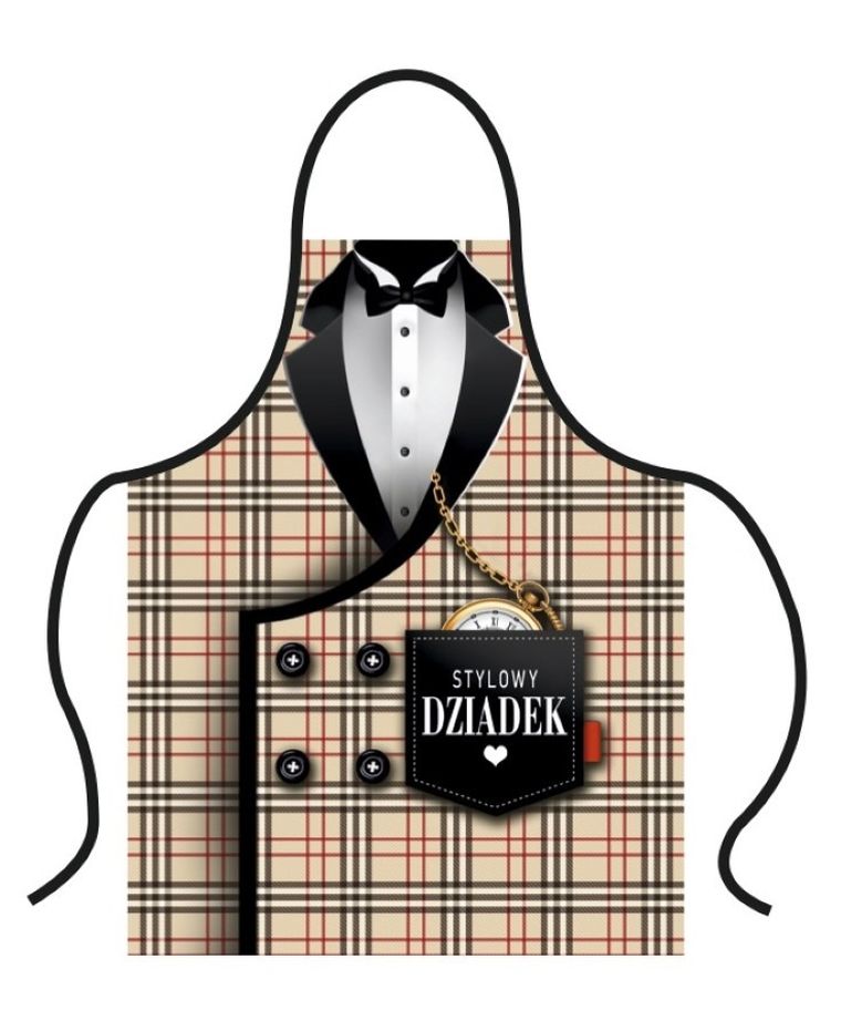 Dzień Dziadka, zestaw, Stylowy Dziadek, fartuch + rękawica kuchenna, kratka