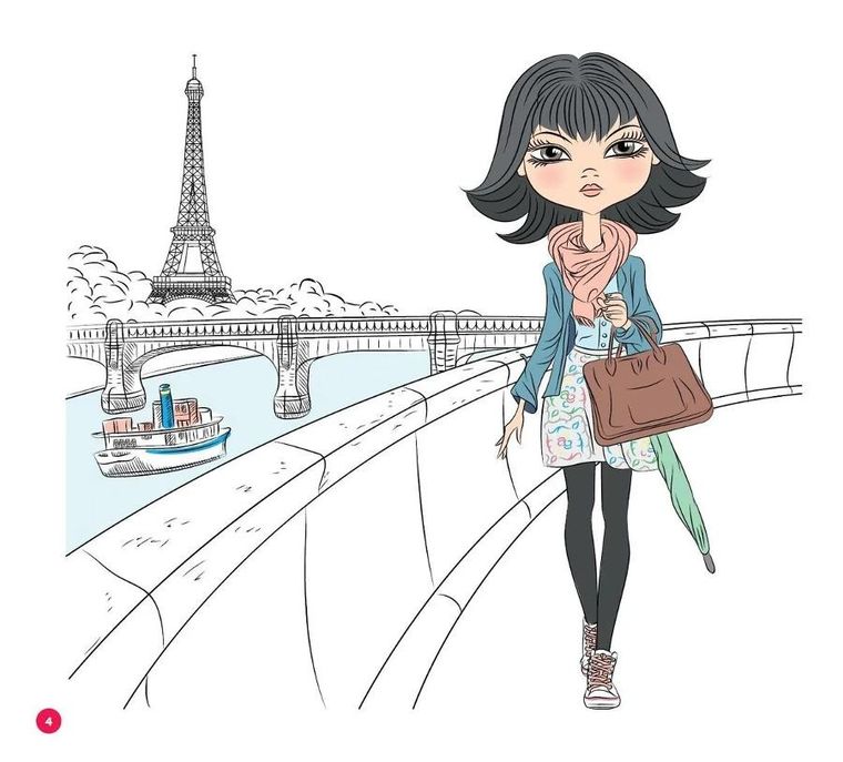 Dziewczyny w podróży do kolorowania. Fashionista