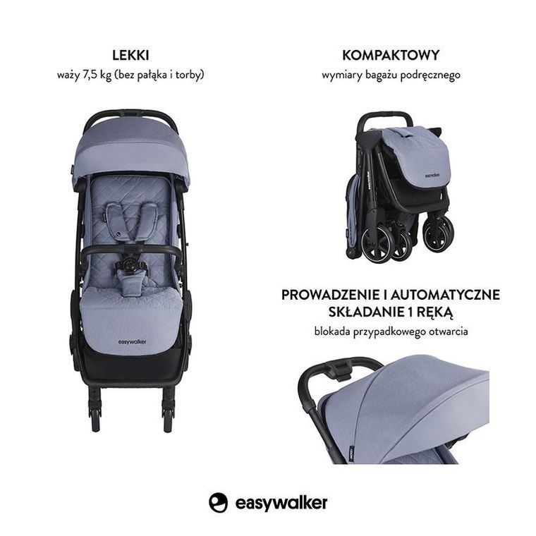 Easywalker, Jackey, kompaktowy wózek spacerowy, Steel Grey