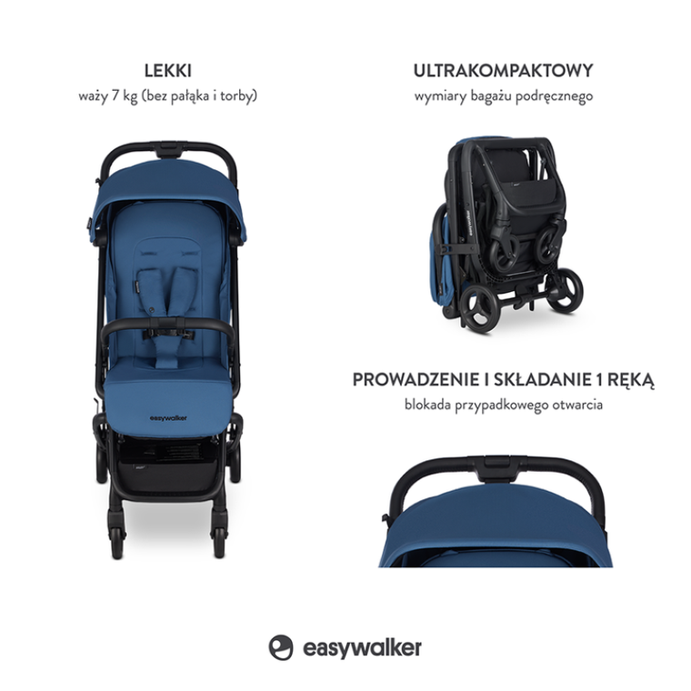 Easywalker, Miley, kompaktowy wózek spacerowy z torbą transportową, Galaxy Blue