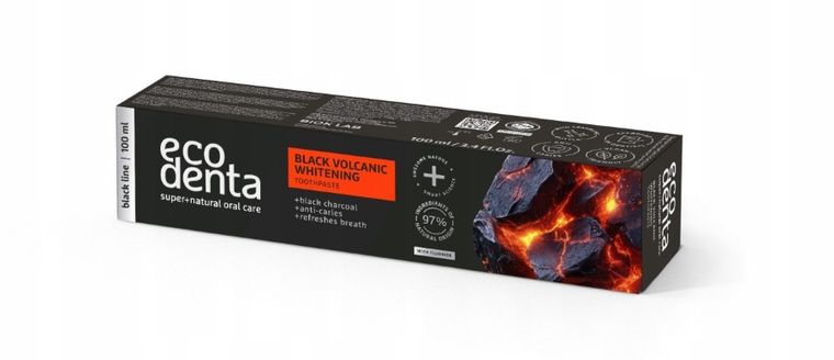 Ecodenta, Black Volcanic, pasta wybielająca do zębów z minerałami wulkanicznymi, 100 ml