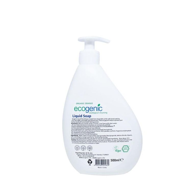 Ecogenic, mydło do rąk w płynie z pompką, pomarańcza, 500 ml