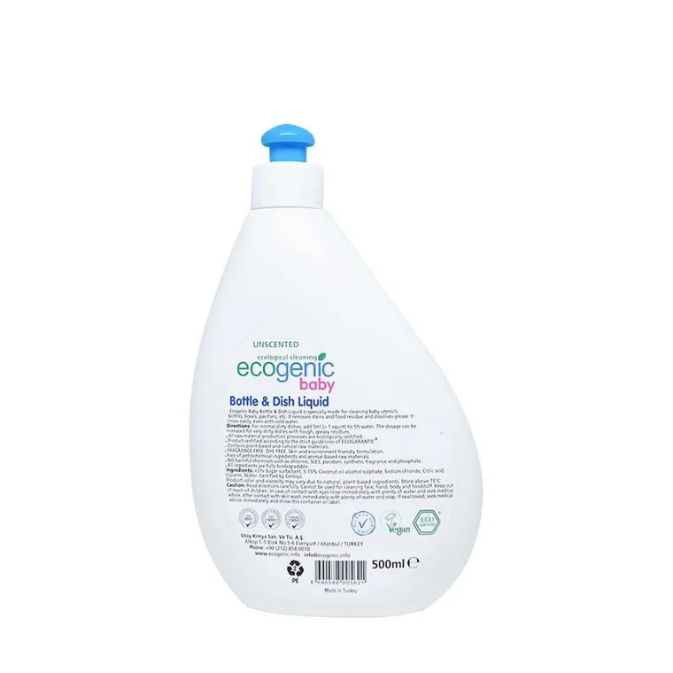 Ecogenic, płyn do mycia butelek, smoczków i zabawek, bezzapachowy, 500 ml