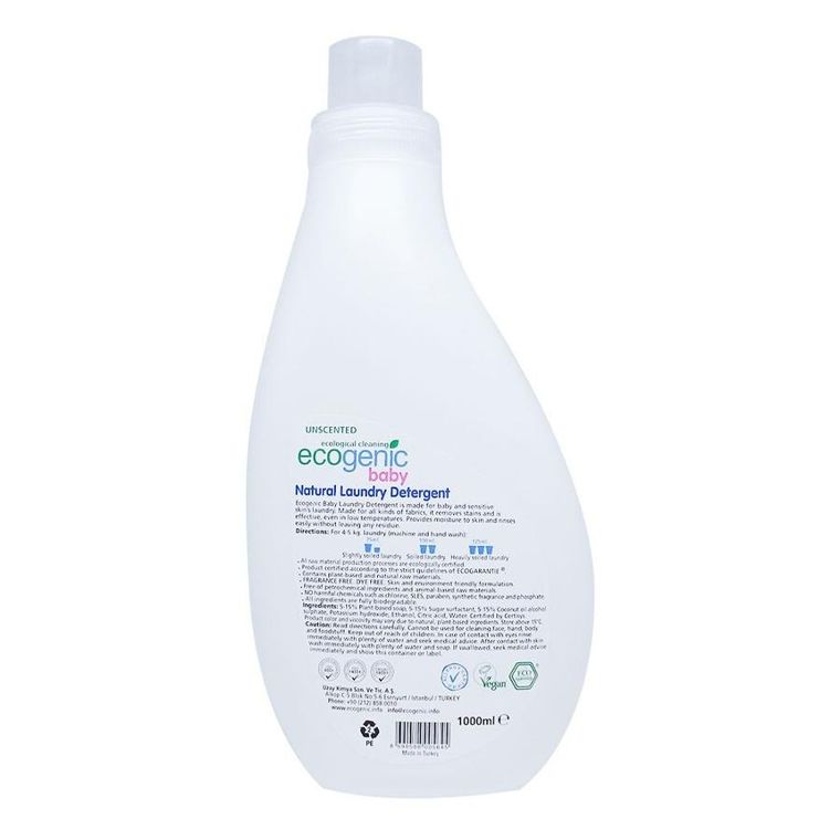 Ecogenic, płyn do zmiękczania ubranek dziecięcych, bezzapachowy, 1000 ml