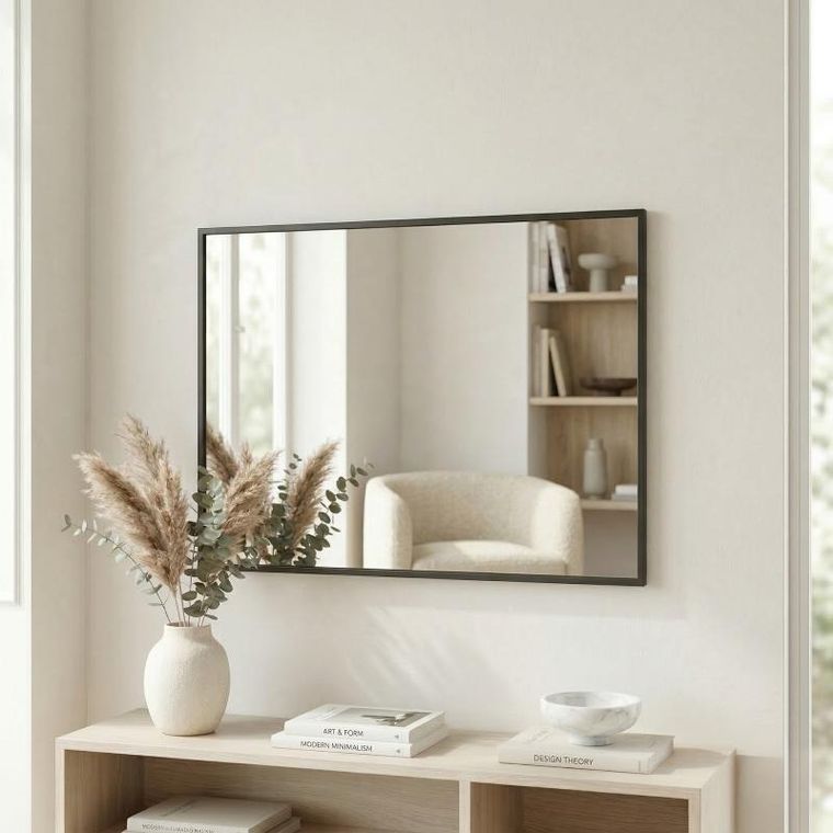 Edaxo, Axion, prostokatne lustro wiszące, czarne, 60-40 cm