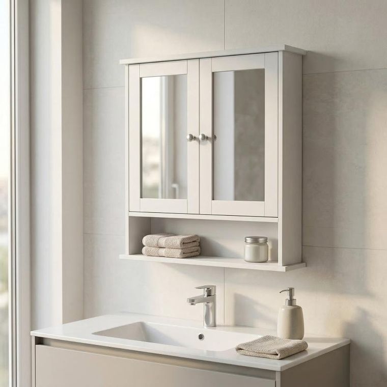 Edaxo, Luma, wisząca szafka łazienkowa z lustrem, 56-13-58 cm
