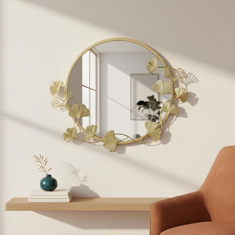 Edaxo, Sol, lustro ścienne z ozdobną ramą, okrągłe, 50 cm