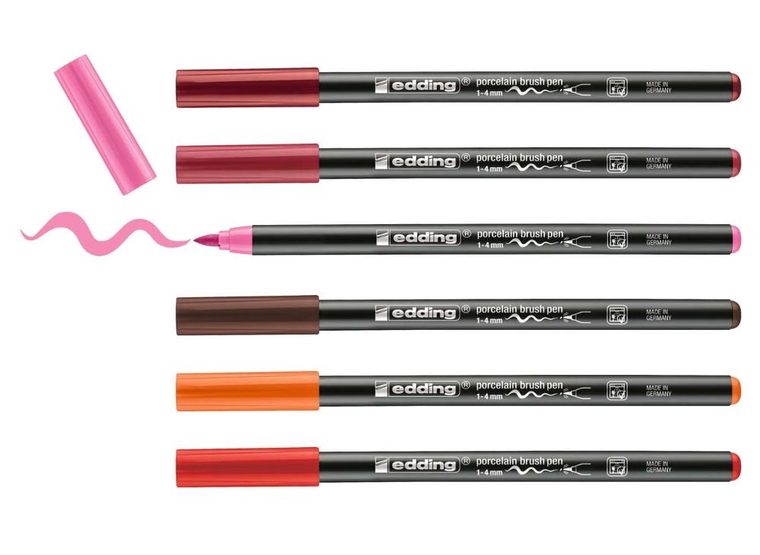 Edding, markery do porcelany Edding 4200, 6 ciepłych kolorów