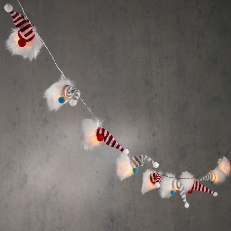 Edelman, Luca, lampki girlanda, skrzaty mikołaje, ciepły biały, 12 szt.