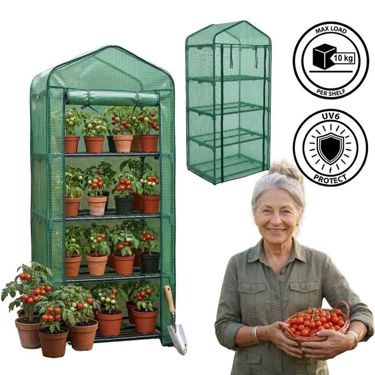 Edenia, mini szklarnia foliowa, 4 piętrowa, 49-68-158 cm