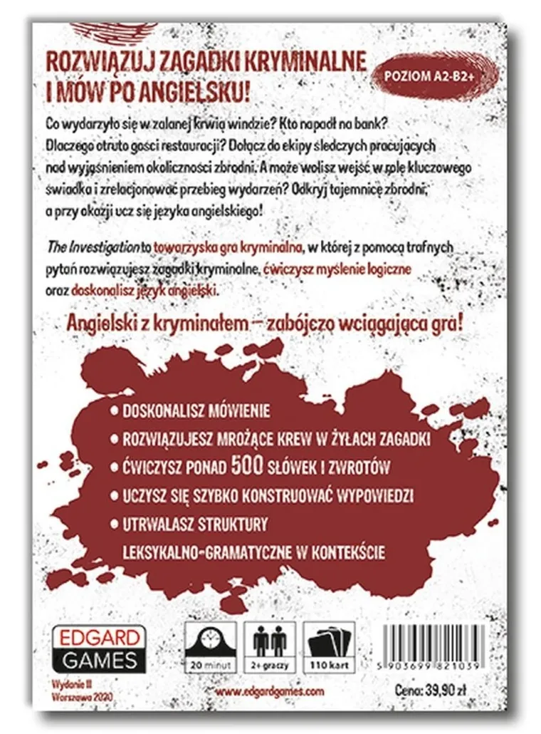 Edgard Games, The Investigation, kryminalna gra karciana do nauki angielskiego