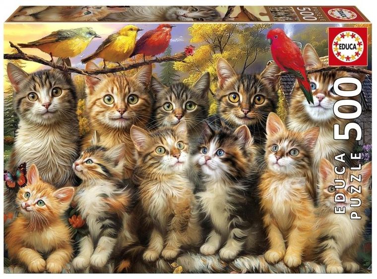 Educa, Kocięta i Ptaki, puzzle, 500 elementów