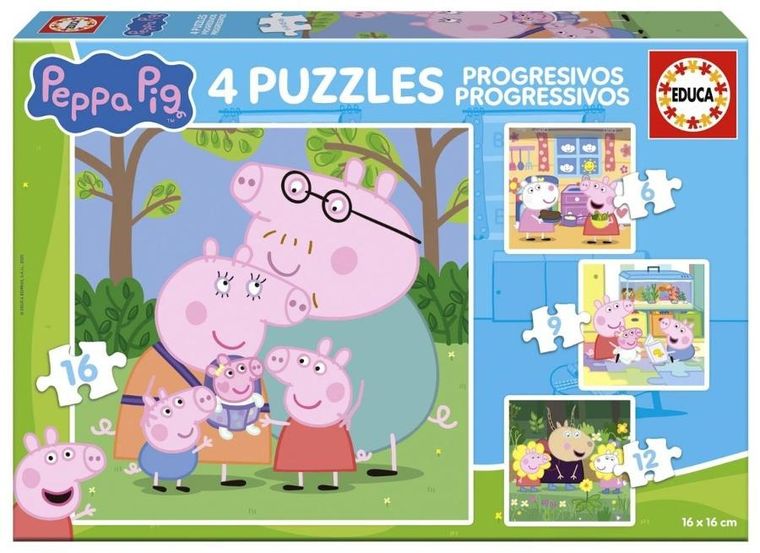 Educa, Świnka Peppa, puzzle 4w1