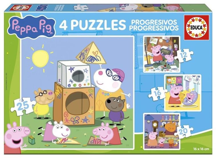 Educa, Świnka Peppa, puzzle 4w1