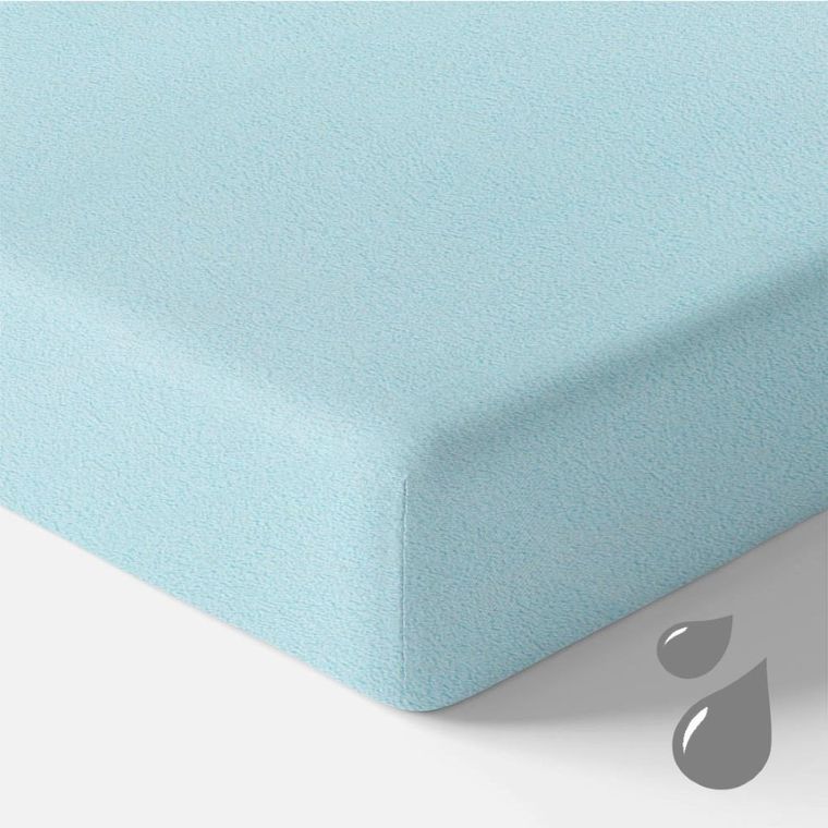 Eevi, prześcieradło frotte, pure, turkusowe, 140-70 cm