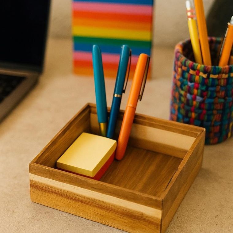 EH Excellent Houseware, Hedo, drewniany organizer na biurko do szuflady, 15-15-5 cm