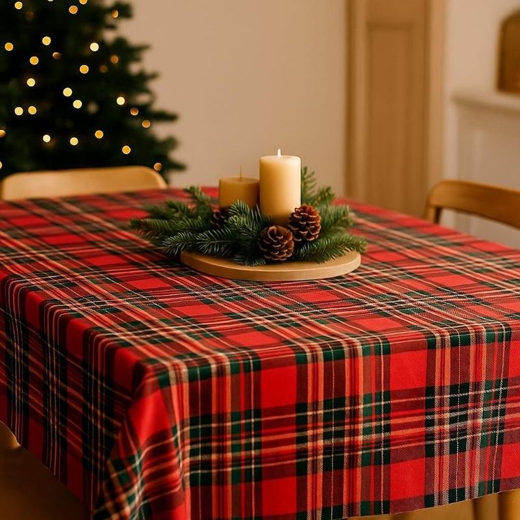 Eh Excellent Houseware, obrus w szkocką kratę, 130-180 cm