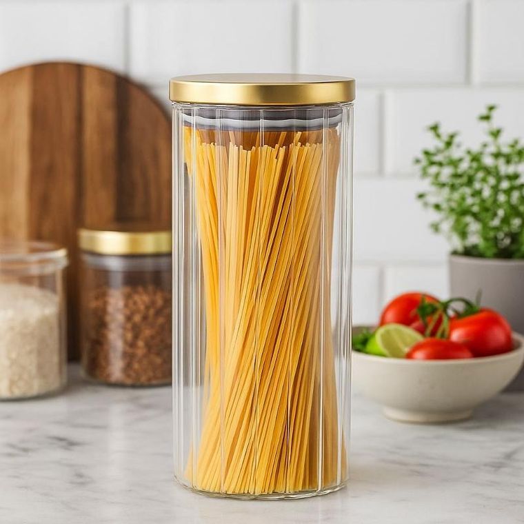 Eh Excellent Houseware, szklany słoik ze złotą pokrywką, 1000 ml