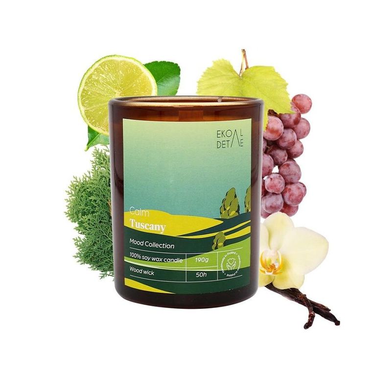 EkoDetale, Mood Stories, świeca sojowa w szkle, Calm Tuscany, 190g