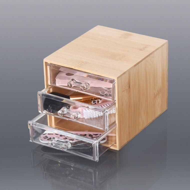 Eleganza, organizer na kosmetyki i akcesoria do makijażu, drewniany, 15-12-11 cm