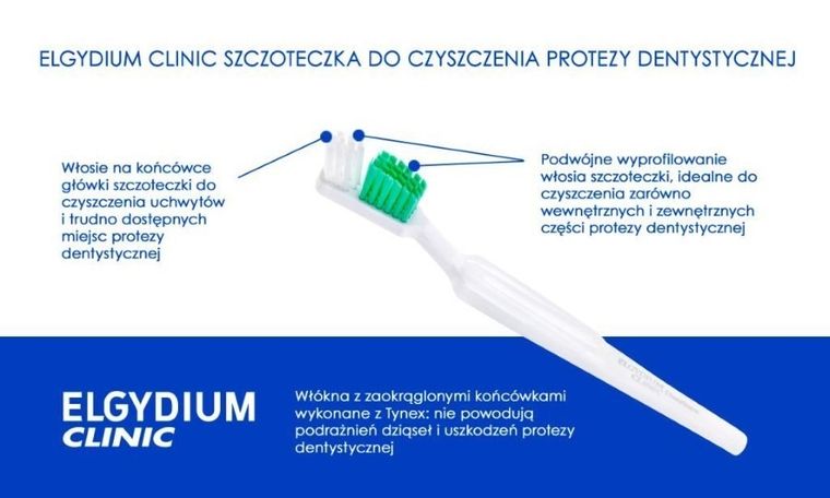 Elgydium, Clinic, szczoteczka do czyszczenia protezy dentystycznej