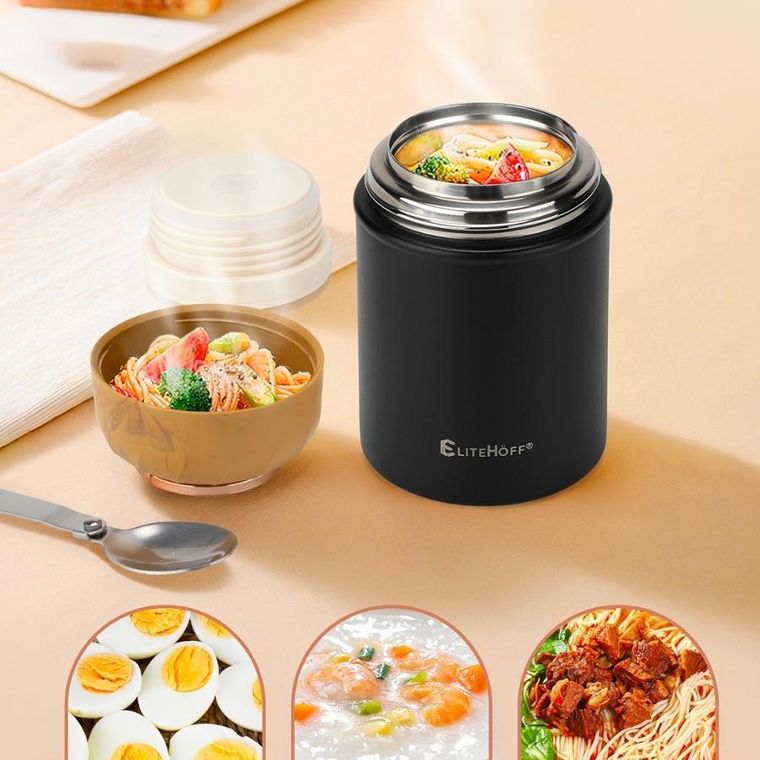 Elitehoff, termos obiadowy z miską i składaną łyżką, 500 ml, e-8249