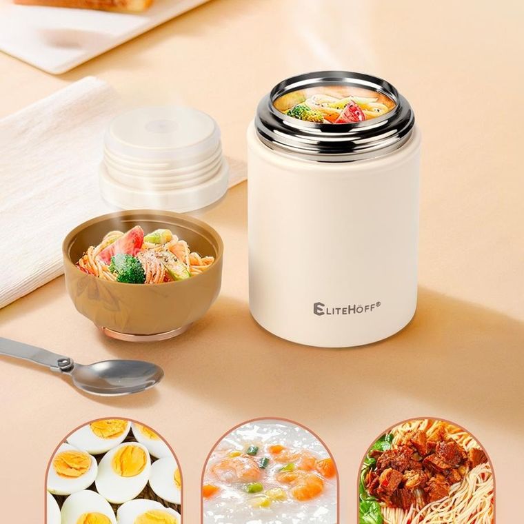 Elitehoff, termos obiadowy z miską i składaną łyżką, 500 ml, e-8250