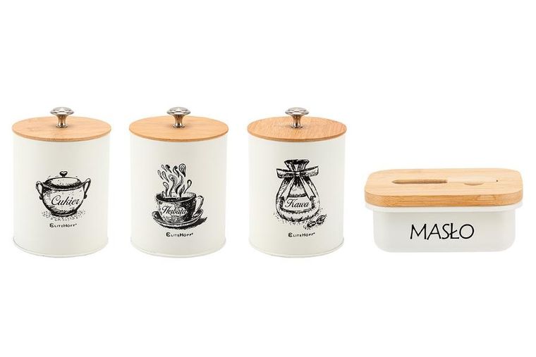 Elitehoff, zestaw pojemników kuchennych i maselniczka, 3 szt., E-6058
