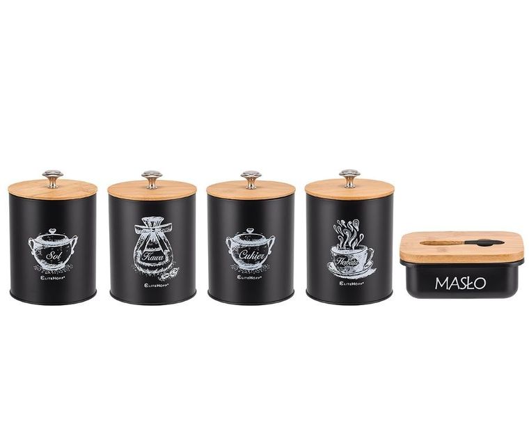 Elitehoff, zestaw pojemników kuchennych i maselniczka, 4 szt., E-6055