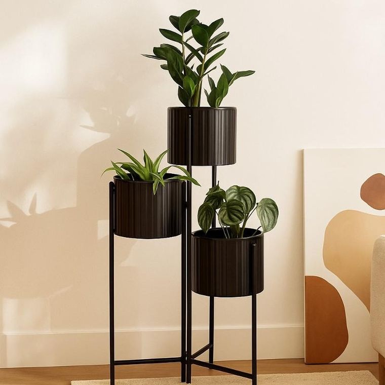 Emako, Viko, kwietnik loftowy, metalowy, 3 doniczki